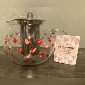 💕 Masterclass glass steeping teapot with hearts
